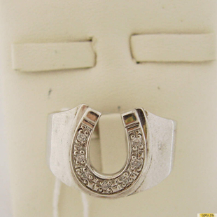 Серебряное кольцо-печатка (перстень), 925 пробы с фианитом, 2200000328489