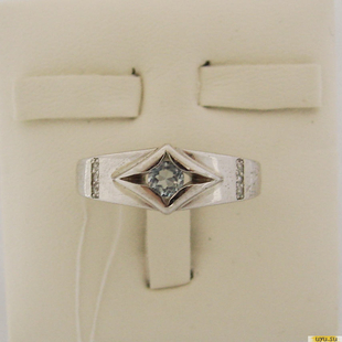 Серебряное кольцо 925 пробы с топазом, фианитом, 2200000302212