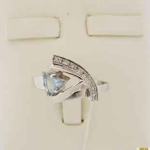 Серебряное кольцо 925 пробы с топазом, фианитом, 2200000303387