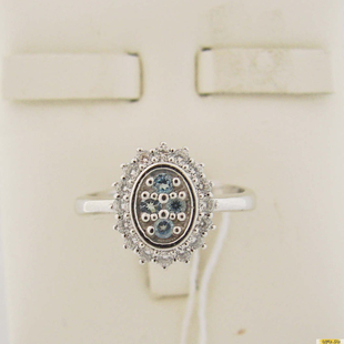 Серебряное кольцо 925 пробы с топазом, фианитом, 2200000303455