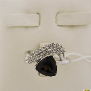 Серебряное кольцо 925 пробы с кварцем, фианитом, 2200000303660