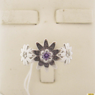 Серебряное кольцо 925 пробы с аметистом, фианитом, 2200000321992