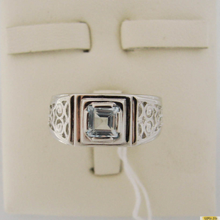 Серебряное кольцо-печатка (перстень), 925 пробы с топазом, 2200000372062