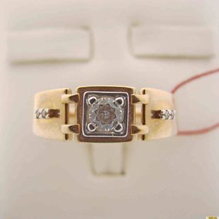 Золотое кольцо-печатка (перстень), 585 пробы с фианитом, 2200000194961