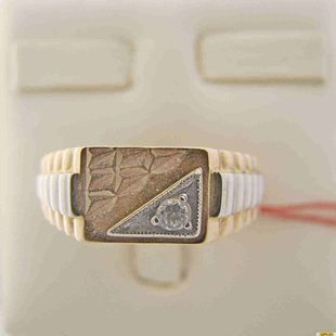 Золотое кольцо-печатка (перстень), 585 пробы с фианитом, 2200000243898