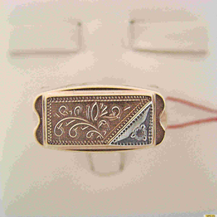 Золотое кольцо-печатка (перстень), 585 пробы с фианитом, 2200000244017