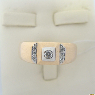 Золотое кольцо-печатка (перстень), 585 пробы с фианитом, 2200000087850