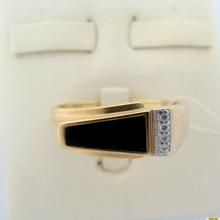 Золотое кольцо-печатка (перстень), 585 пробы с фианитом, 2200000175595