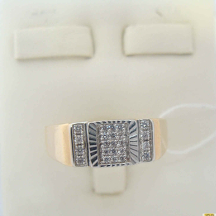 Золотое кольцо-печатка (перстень), 585 пробы с фианитом, 2200000185440