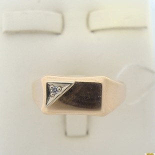 Золотое кольцо-печатка (перстень), 585 пробы с фианитом, 2200000185488