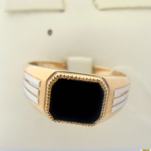 Золотое кольцо-печатка (перстень), 585 пробы с фианитом, 2200000244277