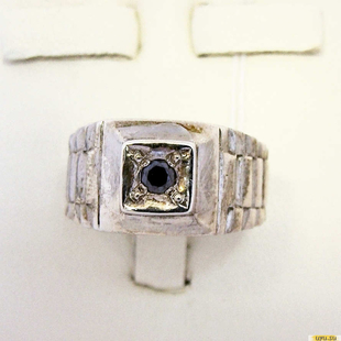 Серебряное кольцо-печатка (перстень), 925 пробы с фианитом, 2200000072016