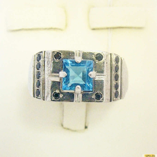 Серебряное кольцо-печатка (перстень), 925 пробы с фианитом, 2200000108418