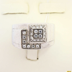 Серебряное кольцо-печатка (перстень), 925 пробы с фианитом, 2200000164612