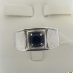 Серебряное кольцо-печатка (перстень), 925 пробы с сапфиром, фианитом, 2200000165770