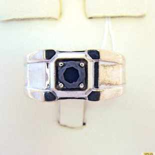 Серебряное кольцо-печатка (перстень), 925 пробы с фианитом, 2200000171023