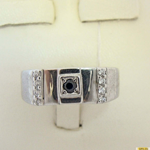 Серебряное кольцо-печатка (перстень), 925 пробы с фианитом, 2200000299895