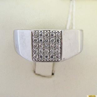 Серебряное кольцо-печатка (перстень), 925 пробы с фианитом, 2200000314536
