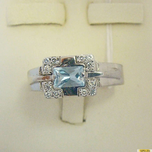 Серебряное кольцо-печатка (перстень), 925 пробы с топазом, фианитом, 2200000322128