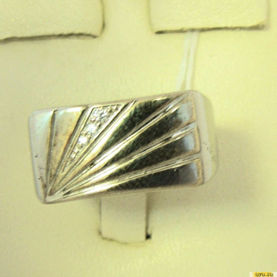Серебряное кольцо-печатка (перстень), 925 пробы с фианитом, 2200000337962