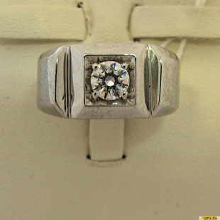 Серебряное кольцо-печатка (перстень), 925 пробы с фианитом, 2200000348425