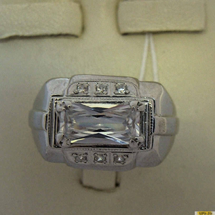 Серебряное кольцо-печатка (перстень), 925 пробы с фианитом, 2200000357618