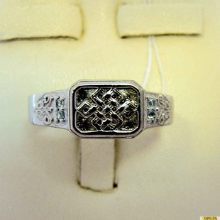 Серебряное кольцо-печатка (перстень), 925 пробы с топазом, фианитом, 2200000363411