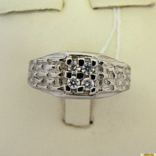 Серебряное кольцо-печатка (перстень), 925 пробы с фианитом, 2200000364012