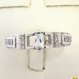 Серебряное кольцо-печатка (перстень), 925 пробы с фианитом, 2200000364135