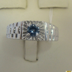 Серебряное кольцо-печатка (перстень), 925 пробы с топазом, фианитом, 2200000366689
