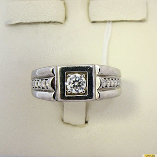 Серебряное кольцо-печатка (перстень), 925 пробы с фианитом, 2200000366757
