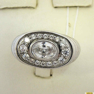 Серебряное кольцо-печатка (перстень), 925 пробы с фианитом, 2200000366993