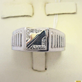Серебряное кольцо-печатка (перстень), 925 пробы с фианитом, 2200000378705