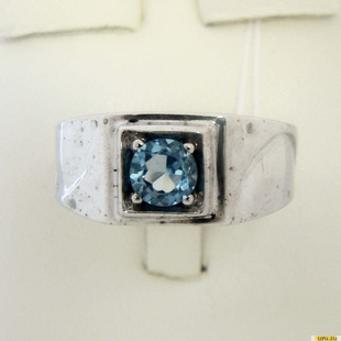 Серебряное кольцо-печатка (перстень), 925 пробы с топазом, фианитом, 2200000379474