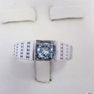 Серебряное кольцо-печатка (перстень), 925 пробы с топазом, фианитом, 2200000379528