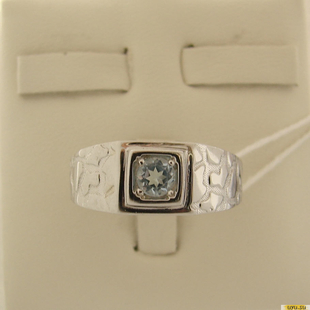 Серебряное кольцо-печатка (перстень), 925 пробы с топазом, 2200000411877