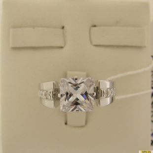 Серебряное кольцо-печатка (перстень), 925 пробы с фианитом, 2200000413116