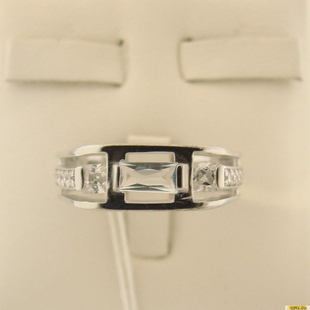 Серебряное кольцо-печатка (перстень), 925 пробы с топазом, фианитом, 2200000413574
