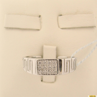 Серебряное кольцо-печатка (перстень), 925 пробы с фианитом, 2200000417640