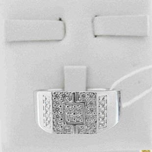 Серебряное кольцо-печатка (перстень), 925 пробы с фианитом, 2200000425959