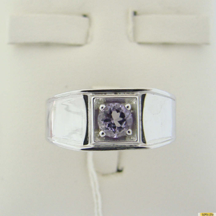 Серебряное кольцо-печатка (перстень), 925 пробы с аметистом, 2200000448293