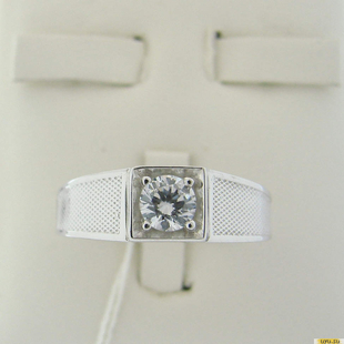 Серебряное кольцо-печатка (перстень), 925 пробы с фианитом, 2200000448309