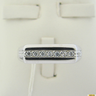 Серебряное кольцо-печатка (перстень), 925 пробы с фианитом, 2200000448316