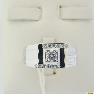 Серебряное кольцо-печатка (перстень), 925 пробы с фианитом, 2200000448354
